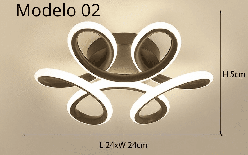 Luminária Lustre Minimalista LED 24w - 3 Cores de Luz Ajustáveis - 11 Modelos