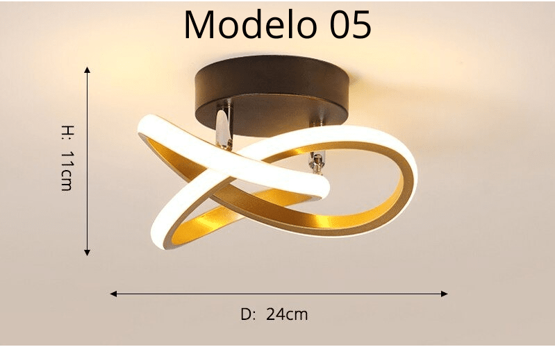 Luminária Lustre Minimalista LED 24w - 3 Cores de Luz Ajustáveis - 11 Modelos