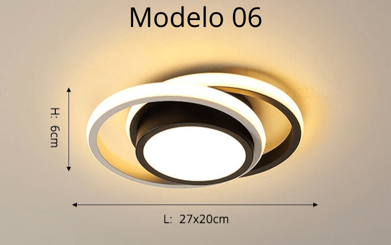 Luminária Lustre Minimalista LED 24w - 3 Cores de Luz Ajustáveis - 11 Modelos