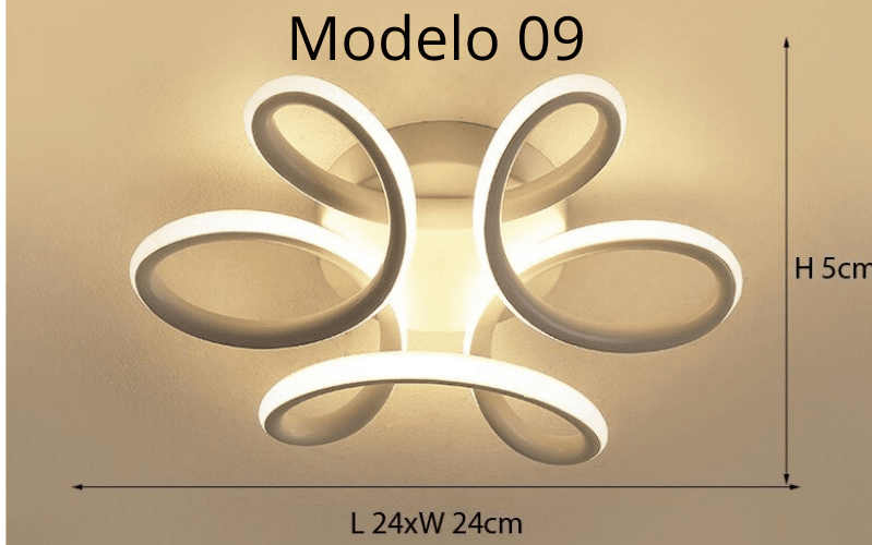 Luminária Lustre Minimalista LED 24w - 3 Cores de Luz Ajustáveis - 11 Modelos