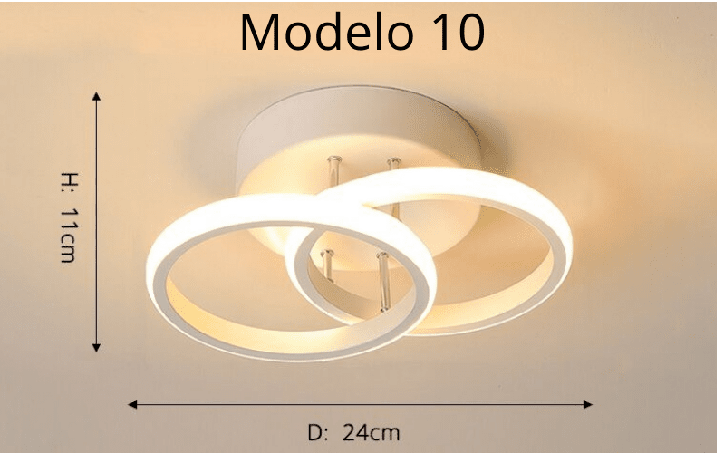 Luminária Lustre Minimalista LED 24w - 3 Cores de Luz Ajustáveis - 11 Modelos