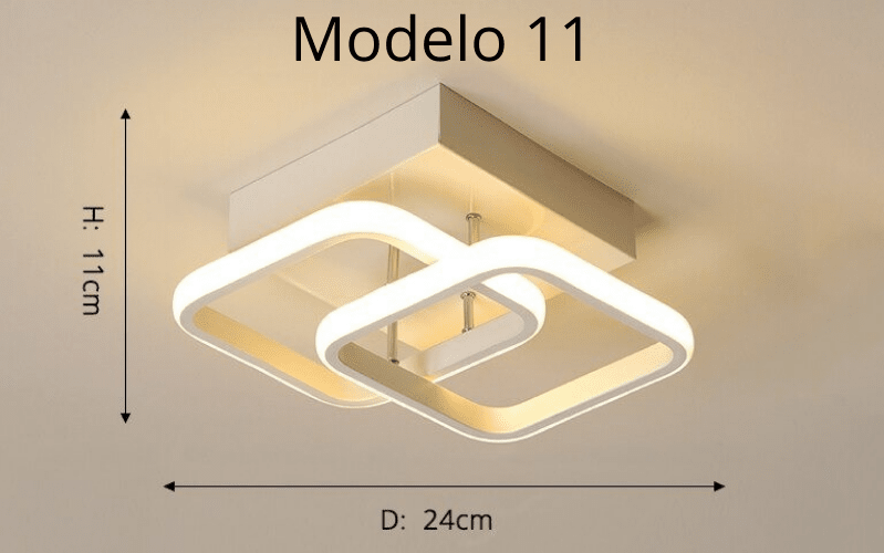 Luminária Lustre Minimalista LED 24w - 3 Cores de Luz Ajustáveis - 11 Modelos
