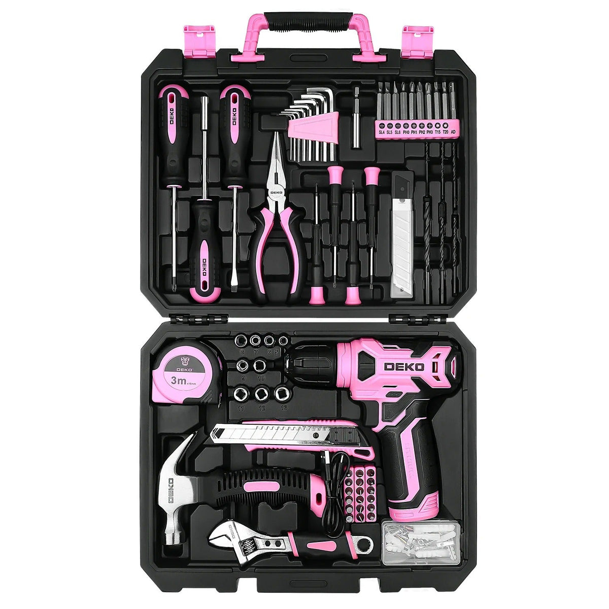 Kit Ferramentas Profissionais + Parafusadeira e Furadeira - DEKO