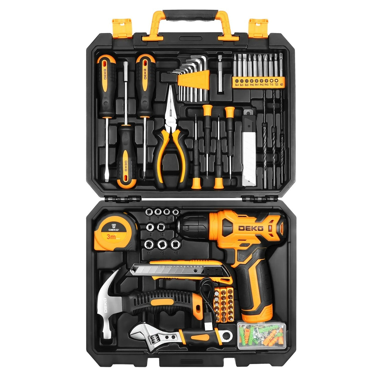 Kit Ferramentas Profissionais + Parafusadeira e Furadeira - DEKO