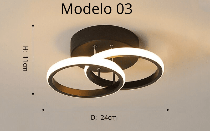 Luminária Lustre Minimalista LED 24w - 3 Cores de Luz Ajustáveis - 11 Modelos
